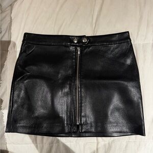 Wilfred Black Leather Mini Skirt